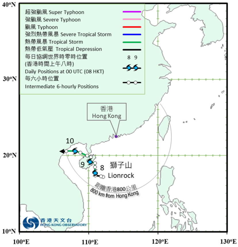 Provisional Track of Lionrock (2117): 7 - 10 October 2021.