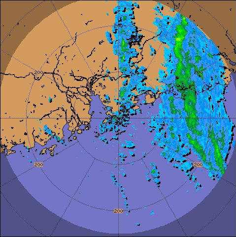 Radar echoes captured at 8:00 a.m. on 22 October 2010.