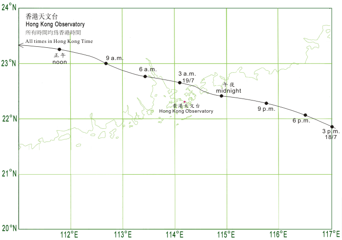 Track of Molave (0906) near Hong Kong