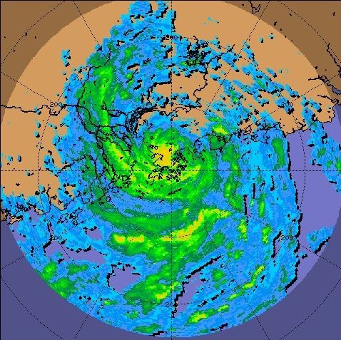 Radar echoes captured at 2:30 a.m. on 19 July 2009
