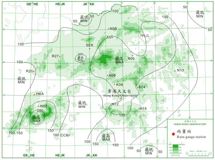Rainfall distribution on 17-19 July 2009