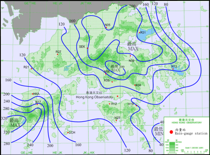 Rainfall distribution on 2 - 5 October 2015 (isohyets are in millimetres).