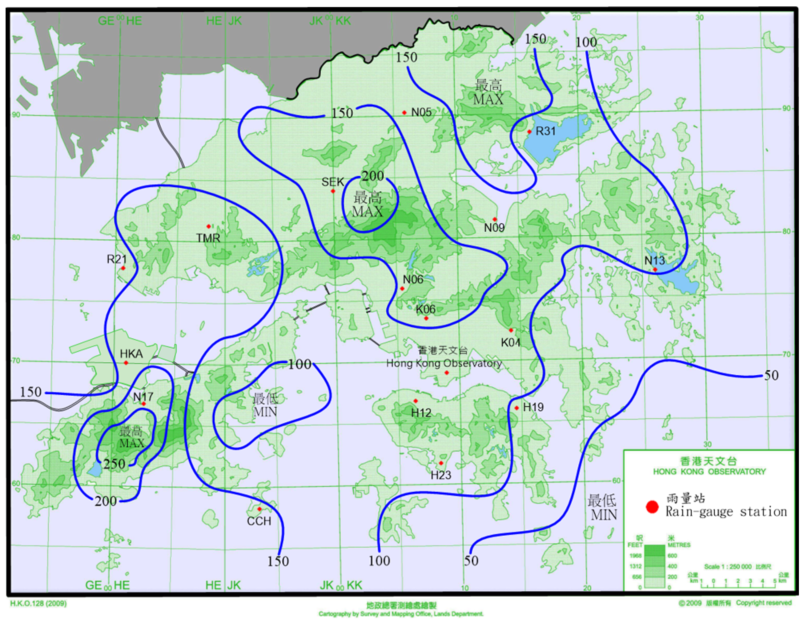 Rainfall distribution on 9 – 10 August 2022 (isohyets in millimetres). 