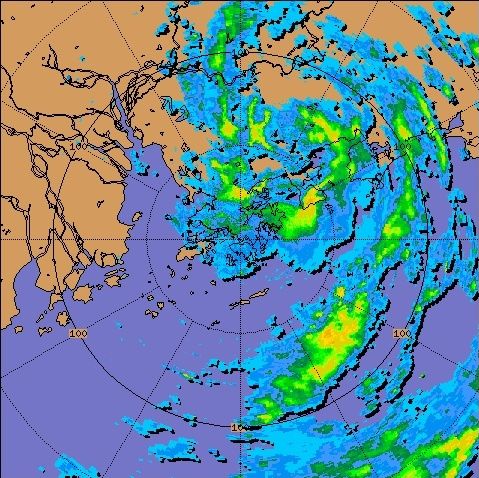 Radar echoes captured at 1 a.m. on 27 June 2009