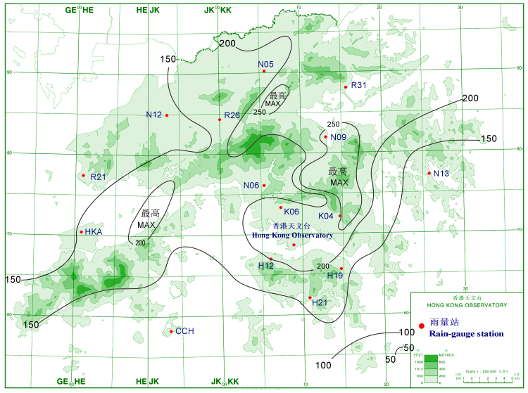 Rainfall distribution map
