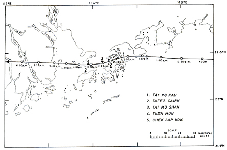 Trajectory of the centre of the eye of Typhoon Hope