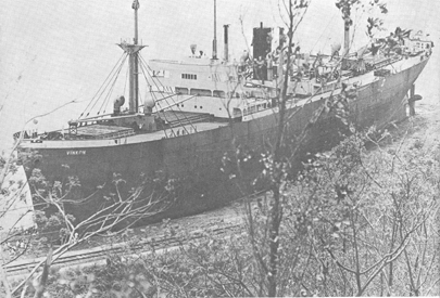 Merchant ship ran aground close to the railway track