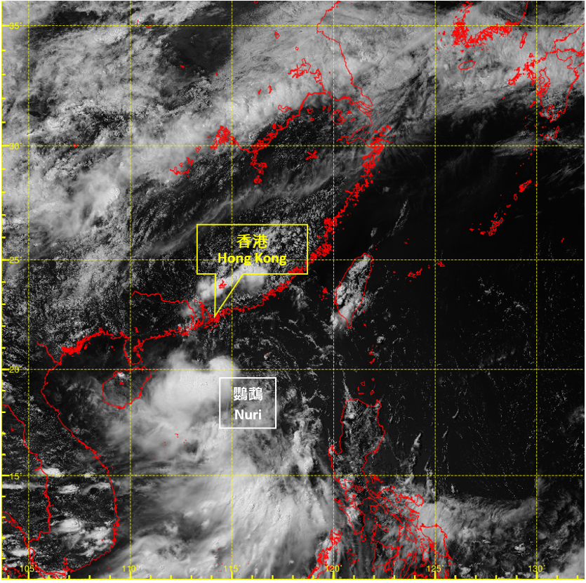 二零二零年六月十四日上午2時左右的紅外線衛星圖片，當時鸚鵡最接近本港，其中心在香港之西南偏南約190公里。