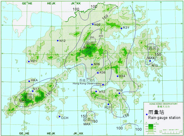 Rainfall distribution map