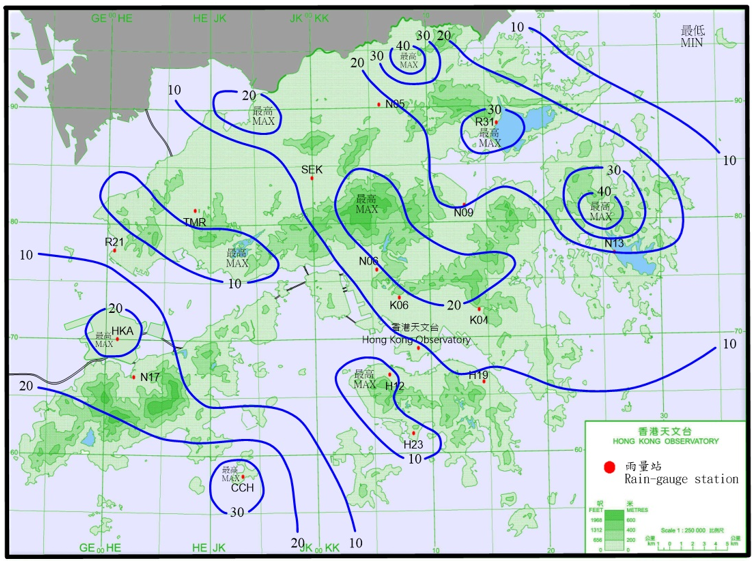 Rainfall distribution on 20 – 22 July 2024 (isohyets are in millimetres).