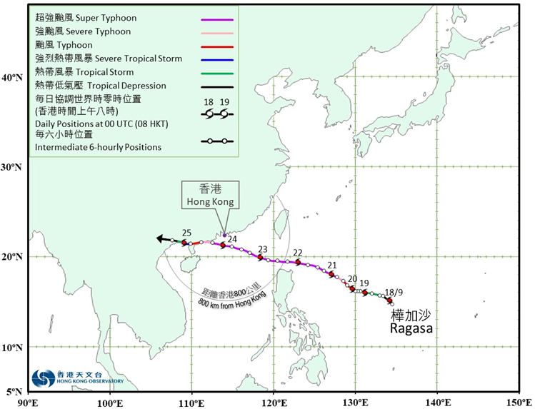 二零二五年九月十八日至二十五日樺加沙(2518)的暫定路徑圖。