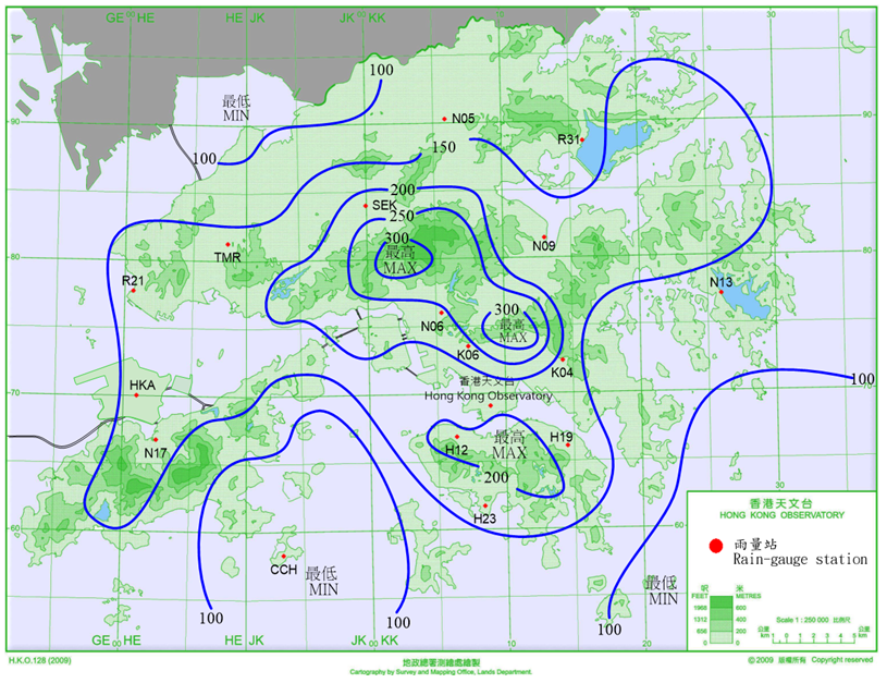 Rainfall distribution on 30 August – 2 September 2023 (isohyets are in millimetres).