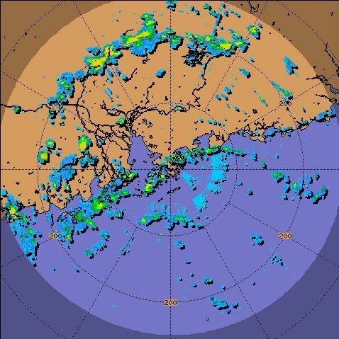 Radar echoes captured at 4 p.m. on 11 July 2009