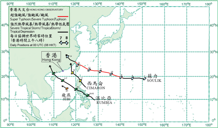 Tropical cyclone tracks in July 2013