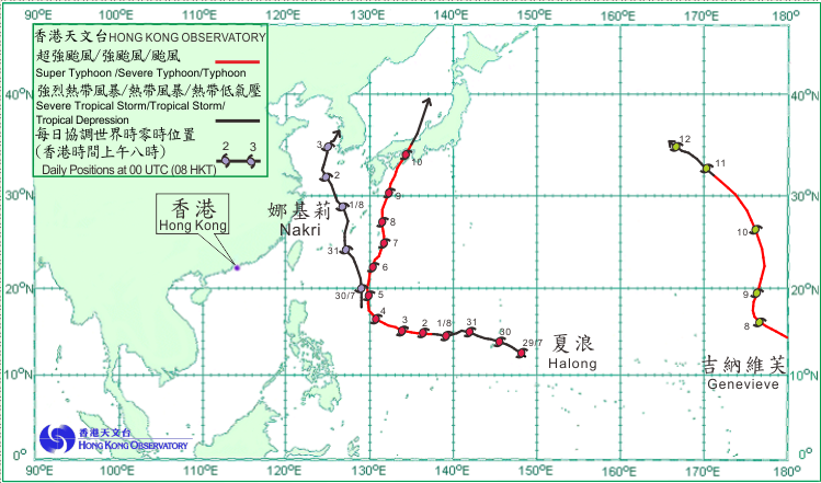 Tropical cyclone tracks in August 2014