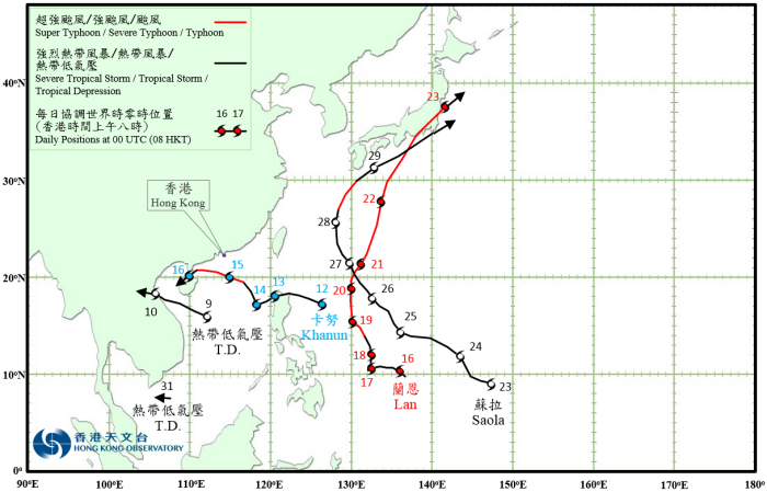 Tropical Cyclone Tracks in October 2017