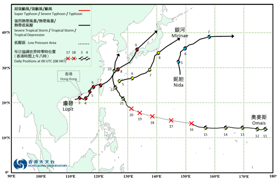 Provisional Tropical Cyclone Tracks in August 2021.