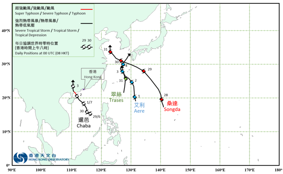 Provisional Tropical Cyclone Tracks in July 2022.
