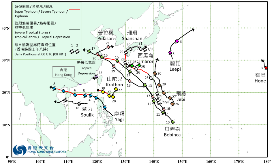 Provisional Tropical Cyclone Tracks in September 2024.