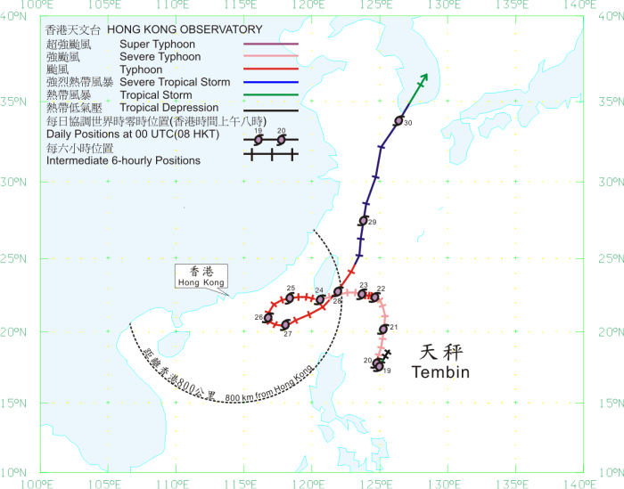 Track of Tembin (1214) for 18 - 30 August 2012