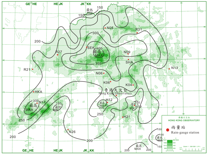 Rainfall distribution for 21 - 24 July 2012 (isohyets are in millimetres).