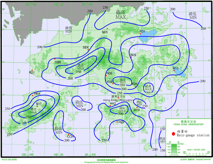Rainfall distribution on 30 July - 2 August 2019(isohyets in millimetres).