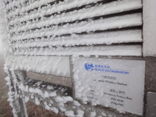 Frost on the Stevenson Screen of the Observatory weather station at Tai Mo Shan, 16 December 2010