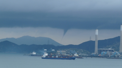Fig. 1 The funnel cloud observed from the Airport Meteorological Office