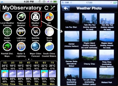 Figure 3: Weather photos available at MyObservatory