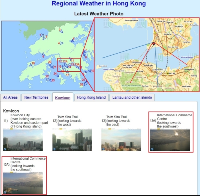 Hong Kong Observatory launches realtime weather photos at International Commerce Centre