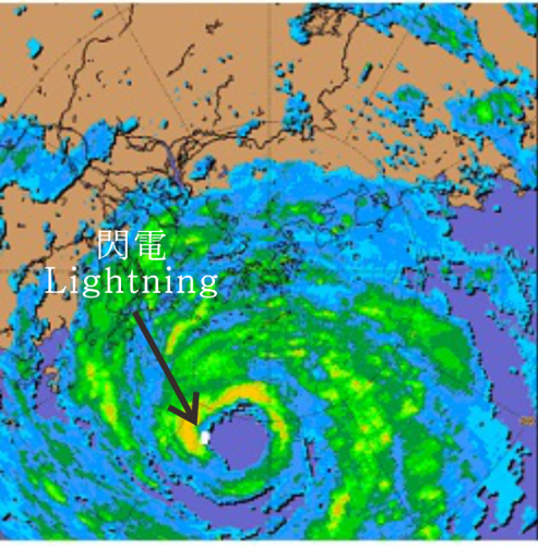 Lightning location on the radar imagery around 10:30 p.m. on 23 July 2012.