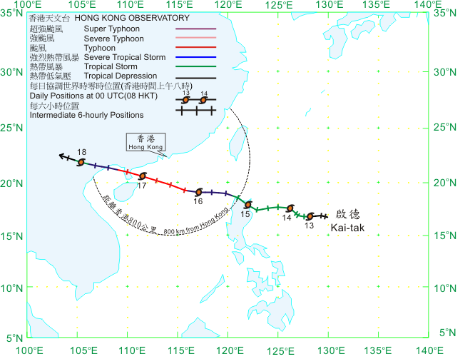 Track of Kai-tak (1213) for 12 - 18 August 2012