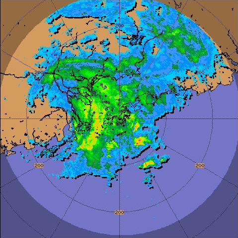  Radar echoes of Neoguri at 5 p.m. on 19 April 2008.