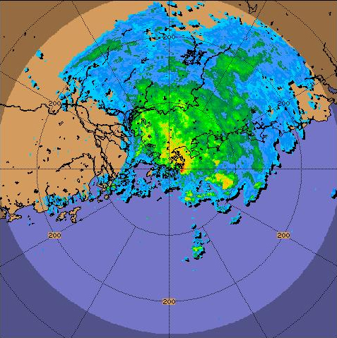 Radar echoes of Neoguri at 8 p.m. on 19 April 2008.