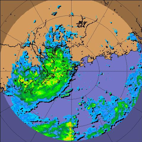 Radar echoes of Fengshen at 10 a.m. on 25 June 2008.