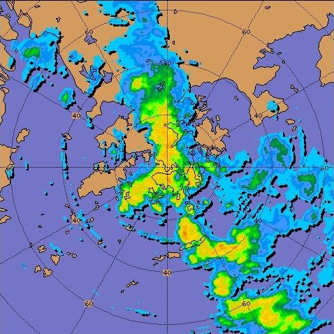 Radar imagery at 5:30 p.m. on 22 July 2010