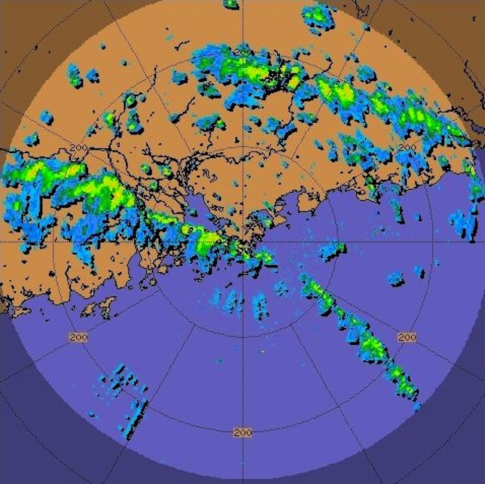 Radar echoes captured at 2:30 p.m. on 29 July 2011.