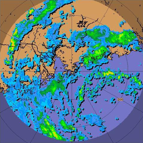 Radar echoes of Kammuri at 10 p.m. on 5 August 2008.