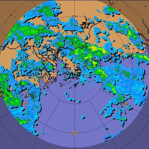 Radar echoes of Kammuri at 4 p.m. on 6 August 2008.