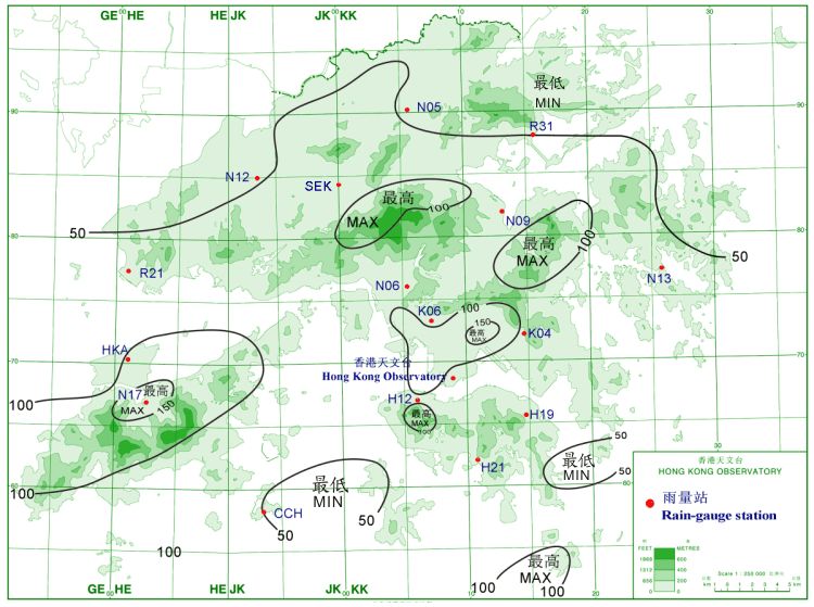 Rainfall distribution on 20 - 23 August 2008 (isohyets are in millimetres).