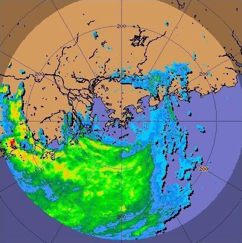  Radar echoes of Nuri at 5 p.m. on 22 August 2008.