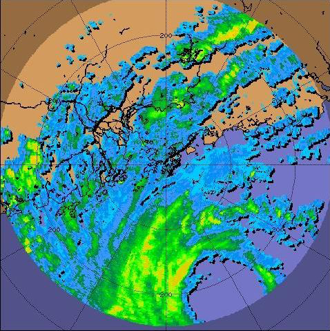 Radar echoes of Hagupit at 4 p.m. on 23 September 2008.