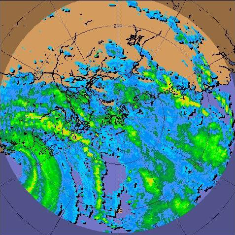 Radar echoes of Hagupit at 4 a.m. on 24 September 2008.