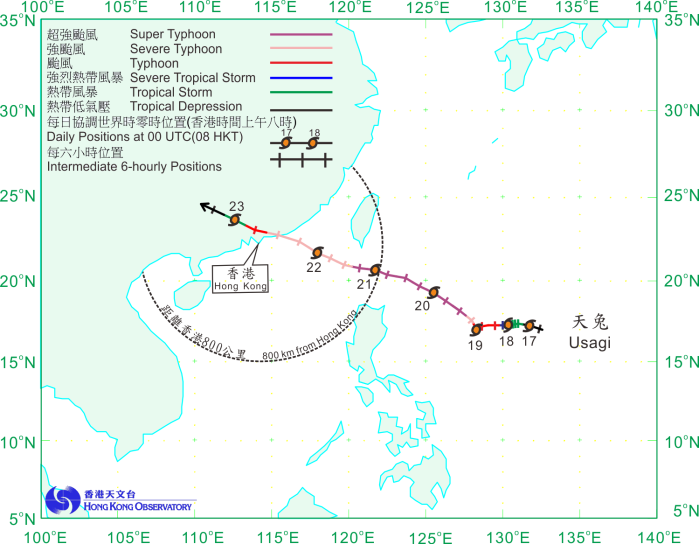 Track of Usagi (1319) for 17 - 23 September 2013.