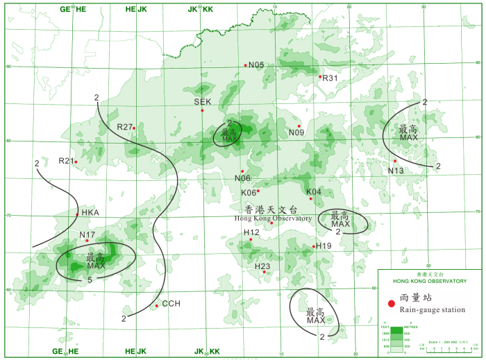 Rainfall distribution on 1 – 3 November 2013 (isohyets are in millimetres).
