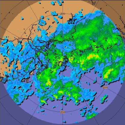 Radar echoes captured at 4:30 p.m. on 28 September 2009.