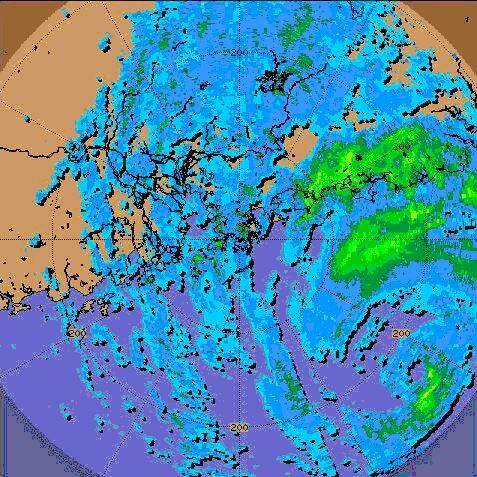 Radar echoes captured at noon on 17 May 2006 of Chanchu.