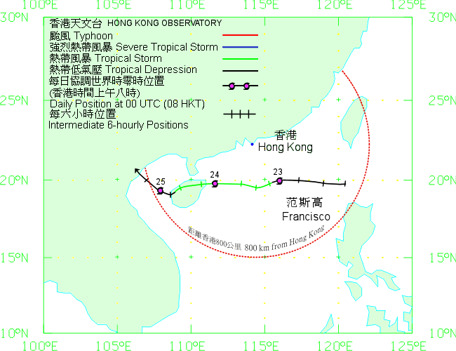 Track of Francisco (0713) on 22 - 26 September 2007.