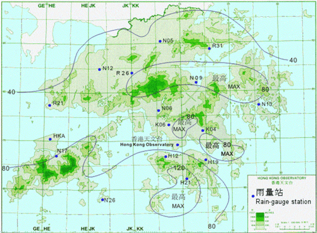 Rainfall distribution on 27 - 29 June 2006