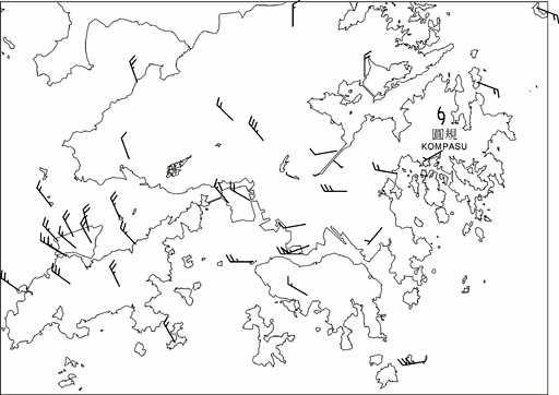 Winds recorded at various stations in Hong Kong
